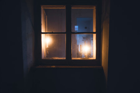 Abandoned haunted manor. Dark dirty grunge and creepy atmosphereの写真素材