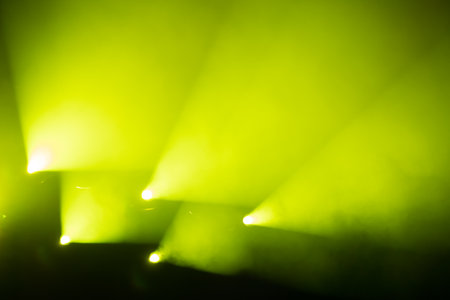 Stage light with colored spotlights and smoke. Concert and theatre sceneの写真素材