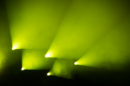 Stage light with colored spotlights and smoke. Concert and theatre sceneの写真素材