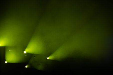 Stage light with colored spotlights and smoke. Concert and theatre sceneの写真素材