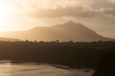 Magic sunset over Procida Island with Ischia island in the background.の写真素材