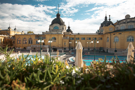 Szechenyi spa bath, Budapest, Hungary. Szechenyi Medicinal Bath is the largest medicinal bath in Europe.の写真素材