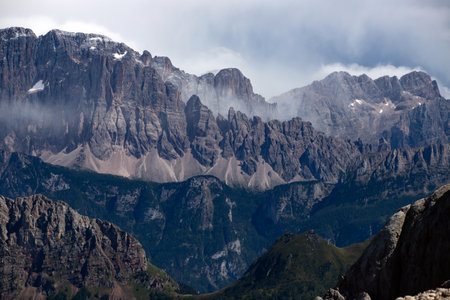 Fantastic dramatic view on Dolomites Alps. Italy. Wonderful nature landscape.の写真素材