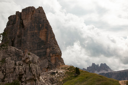 Majestic Cinque Torri in Dolomite Alps. Amazing nature lanscape background.の写真素材