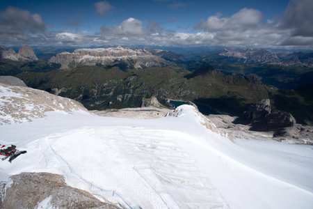 Marmolada Glacier - The Queen of the Dolomites and its highest peak, Trentino Alto Adige, Italyの写真素材