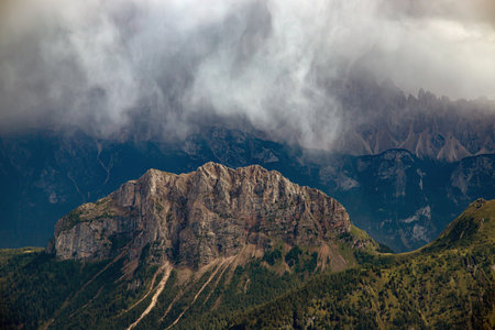 Fantastic dramatic view on Dolomites Alps. Italy. Wonderful nature landscape.の写真素材