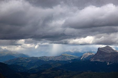 View from Marmolada mountain to the Cima Dieci. Dolomites in Italy.の写真素材