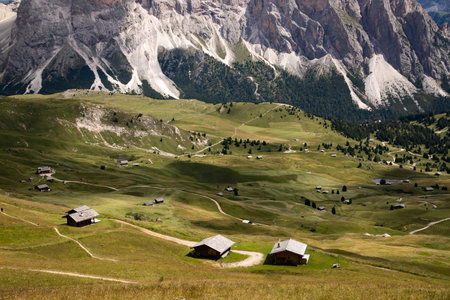 Natural landscape of Seceda, Val Gardena, Dolomites, Italy.の写真素材