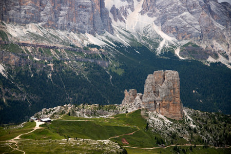 Majestic Cinque Torri in Dolomite Alps. Amazing nature lanscape background.の写真素材
