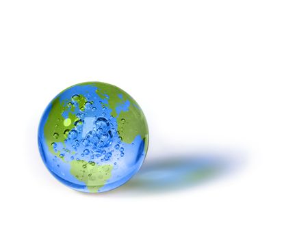 Glass ball with image of the globeの写真素材