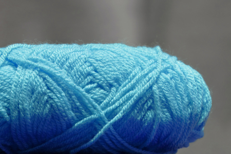 closeup of blue wool yarnの写真素材