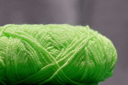 closeup of green wool yarnの写真素材