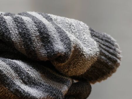 a pair of gray woolen socksの写真素材