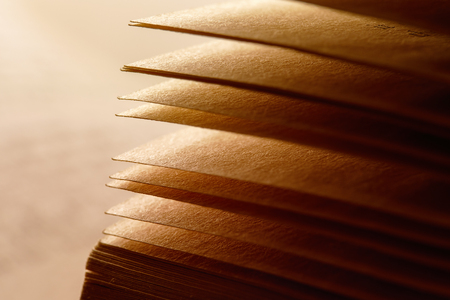 close-up of a book pages in a warm lightの写真素材