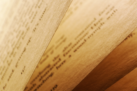 close-up of a book pages in a warm lightの写真素材