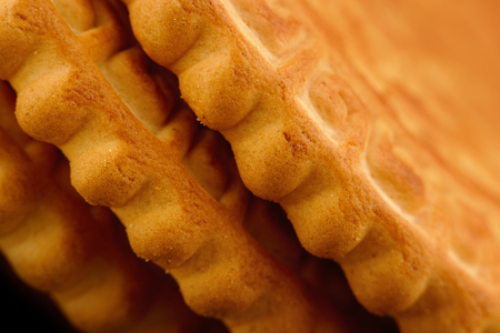 Close-up of three crackers. Delicious biscuitの写真素材