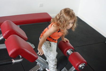 Kid and gym machineの写真素材