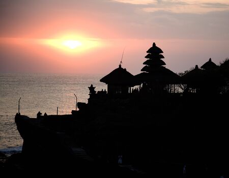 Balinese temple silhouetteの写真素材