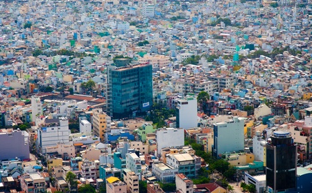 HO CHI MINH CITY, VIETNAM - DECEMBER 10, 2011: View of Ho Chi Minh City (Saigon) from the observation deck of the Bitexco financial tower. 
のeditorial素材