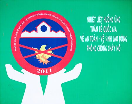 HO CHI MINH CITY, VIETNAM - DECEMBER 10, 2011 Communist propaganda posters in the streets of Ho Chi Minh City, 10 december 2011, Ho Chi Minh City, Vietnam  のeditorial素材