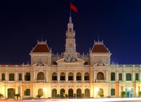 People's Committee building at night in Ho Chi Minh City, Vietnam
の写真素材