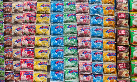 JAKARTA - DECEMBER 28, 2011: Indonesian milk shake powder for sale in Kota, Jakarta, december 28, 2011 in Indonesiaのeditorial素材