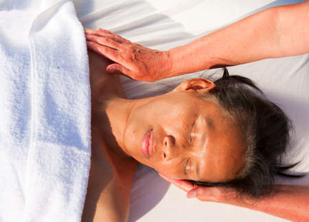 Japanese facial massage の写真素材
