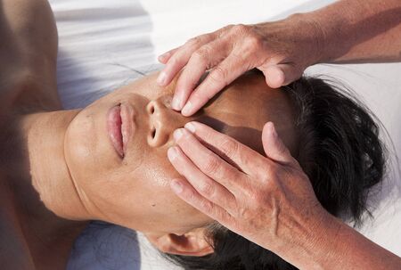Japanese facial massage の写真素材