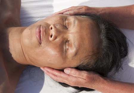 Japanese facial massage の写真素材