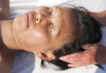 Japanese facial massage の写真素材