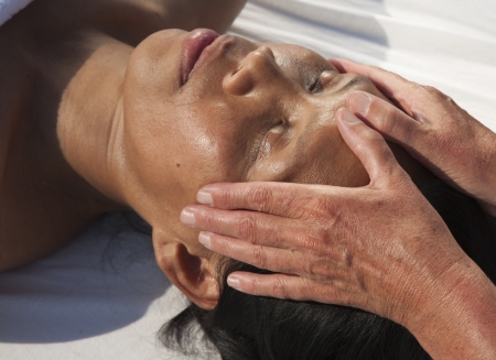 Japanese facial massageの写真素材