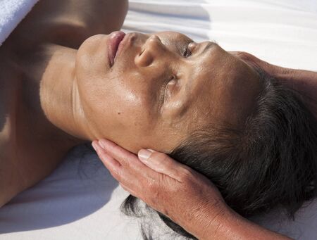 Japanese facial massage の写真素材