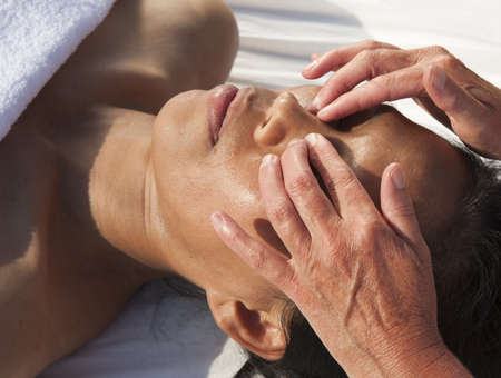 Japanese facial massage の写真素材