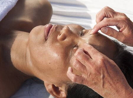 Japanese facial massage の写真素材