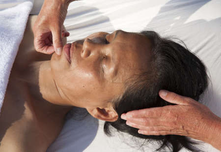 Japanese facial massageの写真素材