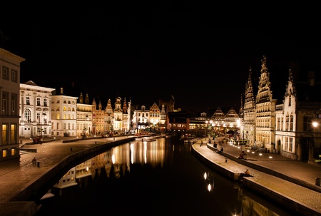 Ghent at nightのeditorial素材