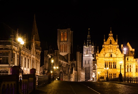 Ghent at nightの写真素材