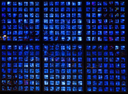 BERLIN, GERMANY - JULY 20, 2013  Stained glass of the Kaiser Wilhelm Memorial Church, Berlin, Germany, designed by Egon Eiermann, July 20, 2013のeditorial素材