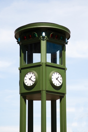 Traditional traffic light towerの写真素材