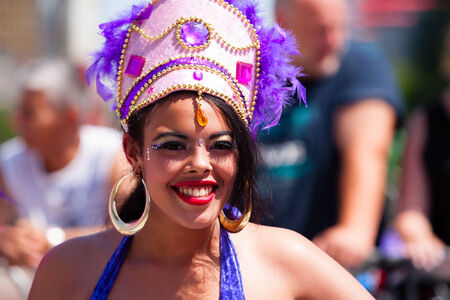 ROTTERDAM, THE NETHERLANDS - JULY 19, 2014, Carnival dancer in the parade at the Caribbean Carnival...