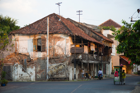 Semarang, Indonesia - September 13th, 2015: Traditional street scene in Semarang, Indonesiaのeditorial素材