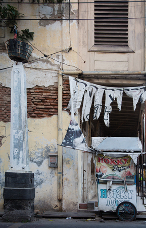 Semarang, Indonesia - September 13th, 2015: Traditional street scene with street sellers in Semarang, Indonesiaのeditorial素材