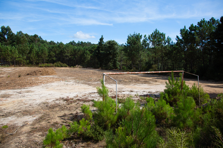 Abandoned soccer field in Portugalの写真素材