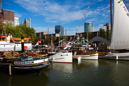 Rotterdam, The Netherlands - September 9, 2018: show of various historic vessels at the World Port Days Rotterdam 218, Rotterdam, The Nethelandsのeditorial素材