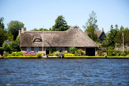 Leeuwarden, The Netherlands - June 30 2019, Home on the waterfront, the Netherlandsのeditorial素材