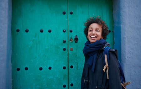 Portrait of a woman with afro hair with copy spaceの写真素材