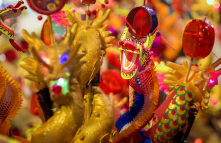 The dragons were sold at Chinese new year in Chinesetown/Bangkok and every Chinese child had at least one of these dragons in their hands.の写真素材