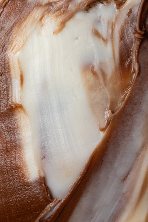 Close up of chocolate cream texture. Macro. Can be used as a background.の写真素材