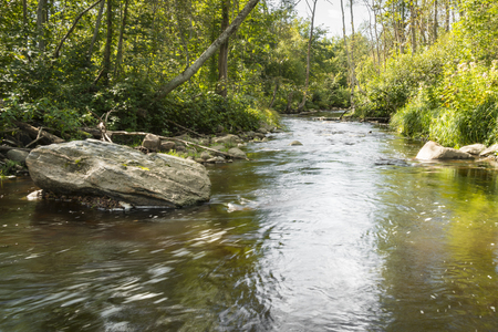 small river with riffles and big stonesの写真素材