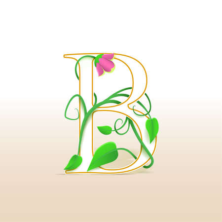 Letter B with an vintage abstract floral pattern, isolatedのイラスト素材
